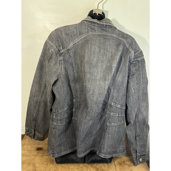 Vintage MWAH Jean Jacket XXL Black Denim 90s Y2K Rock Motorcycle Cozy Goth - Picture 3 of 4